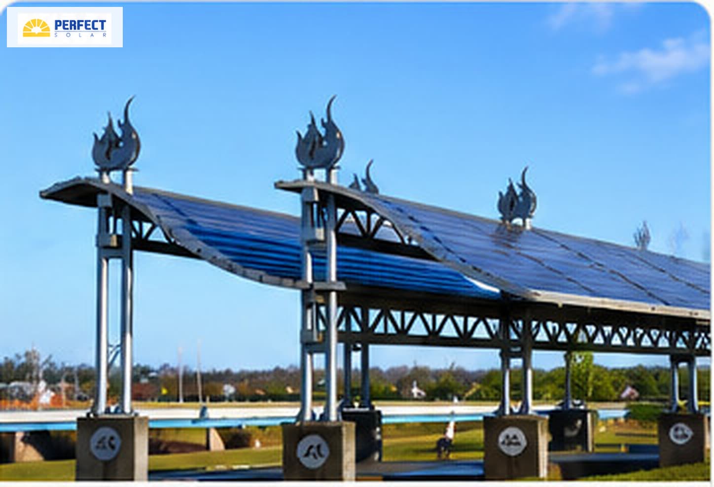 Solar panels installed on a steel mounting structure